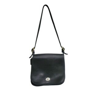 Vintage Coach Purse Black Glovetanned Leather Turn lock NYC USA‎